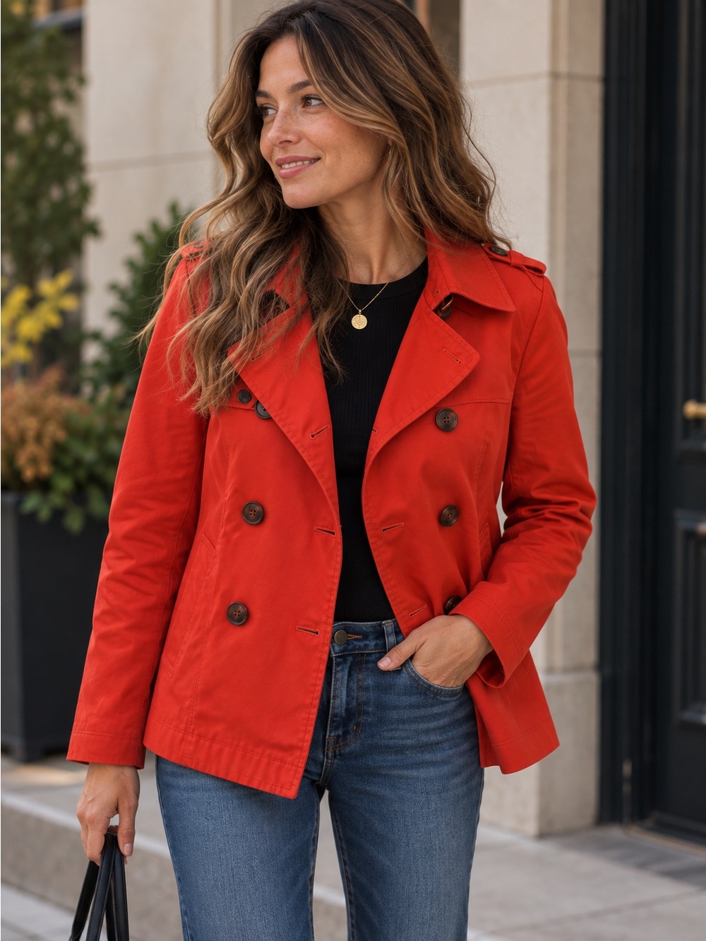 GAP Women's Red Short trench Coat